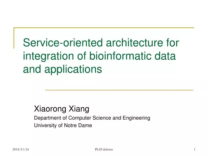 service oriented architecture for integration of bioinformatic data and applications