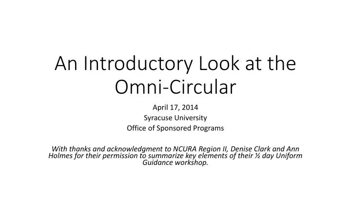 an introductory look at the omni circular