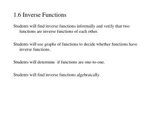 1.6 Inverse Functions