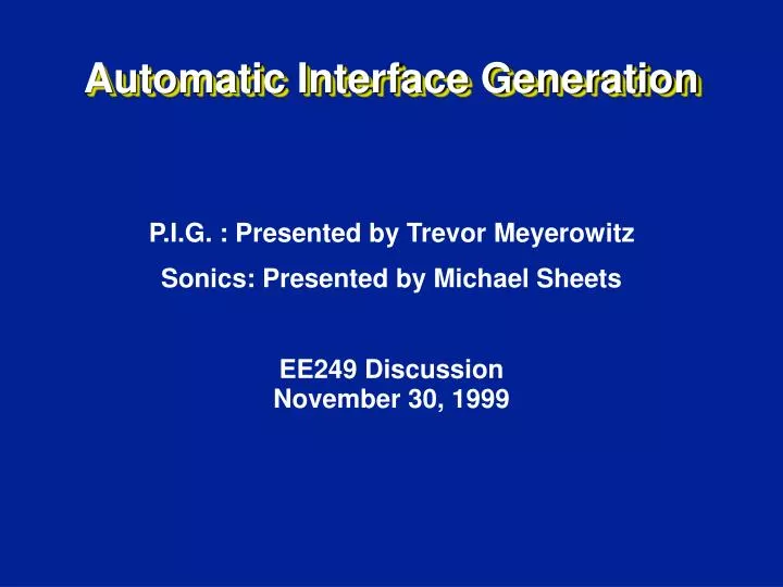 automatic interface generation