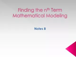 Finding the n th Term Mathematical Modeling