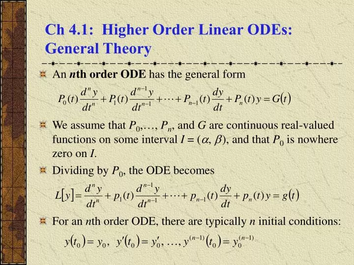 ch 4 1 higher order linear odes general theory
