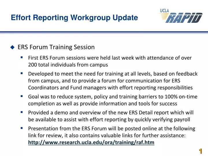 effort reporting workgroup update