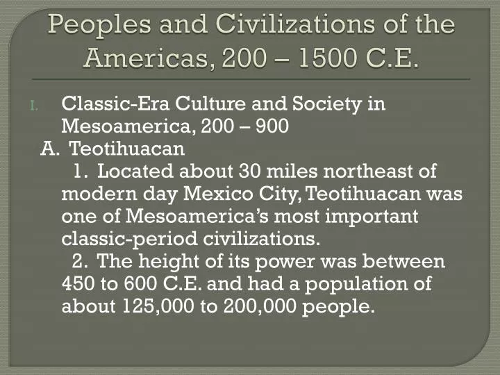 peoples and civilizations of the americas 200 1500 c e