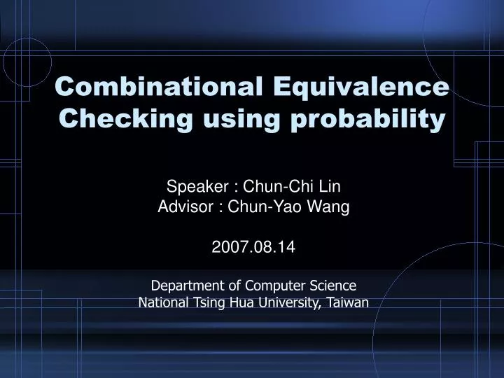 combinational equivalence checking using probability