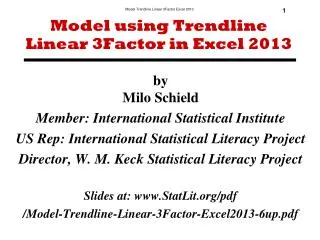 Model using Trendline Linear 3Factor in Excel 2013