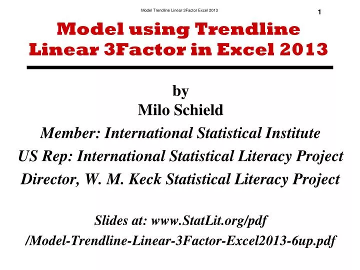 model using trendline linear 3factor in excel 2013