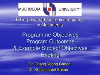 Programme Objectives Program Outcomes &amp; Example Subject Objectives Briefing