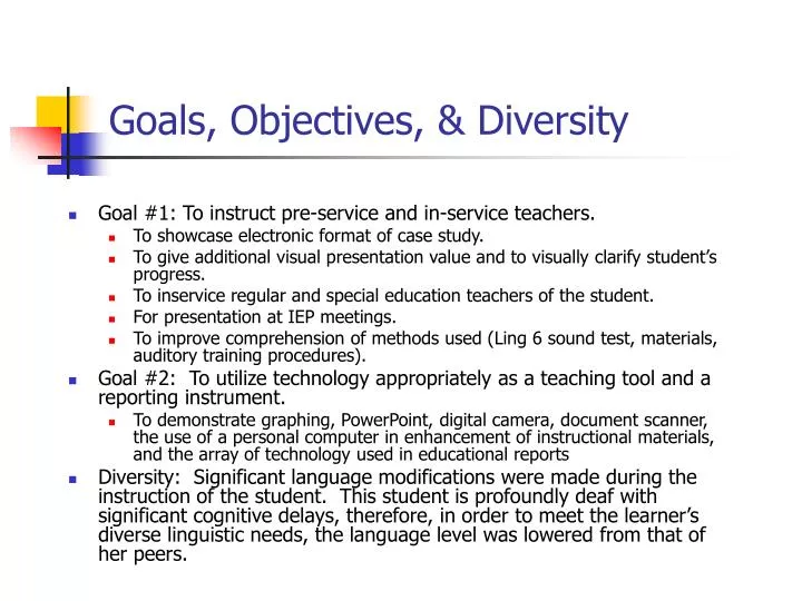 goals objectives diversity