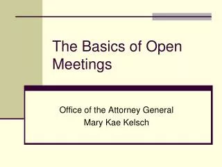 The Basics of Open Meetings