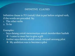 INFINITIVE CLAUSES