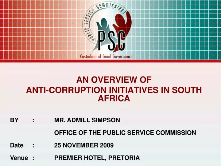 an overview of anti corruption initiatives in south africa