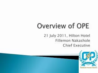Overview of OPE
