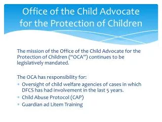 Office of the Child Advocate for the Protection of Children
