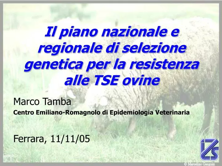 il piano nazionale e regionale di selezione genetica per la resistenza alle tse ovine