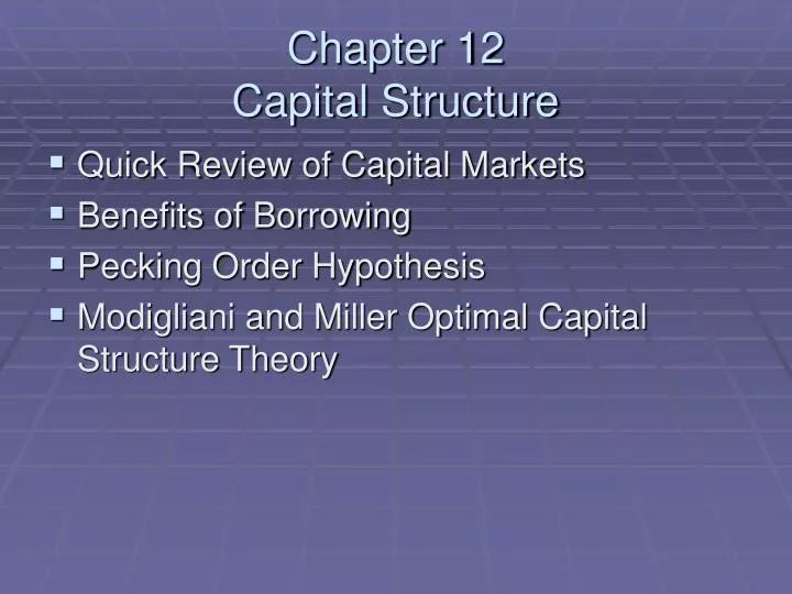 chapter 12 capital structure