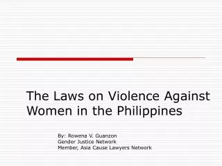 The Laws on Violence Against Women in the Philippines