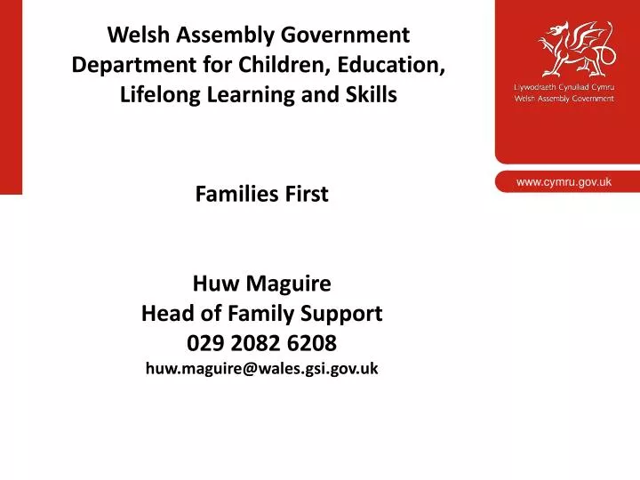 welsh assembly government department for children education lifelong learning and skills