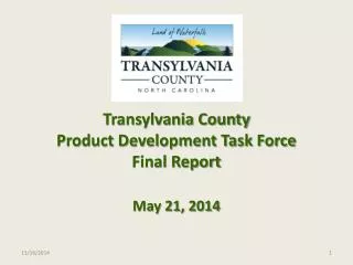 Transylvania County Product Development Task Force Final Report