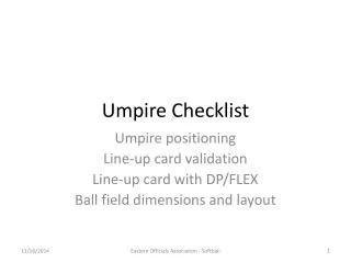 Umpire Checklist