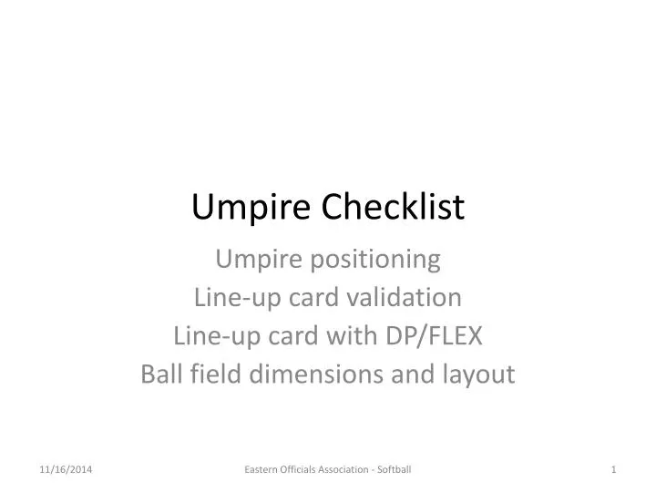 umpire checklist