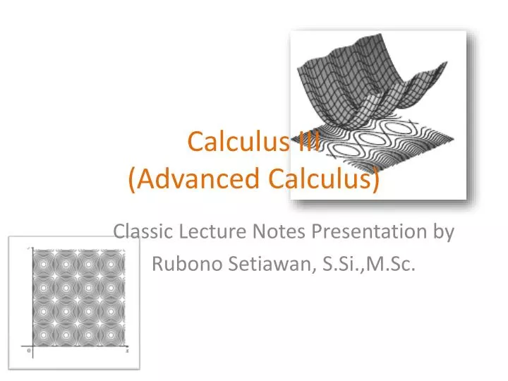 calculus iii advanced calculus