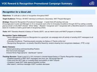 VOE Reward &amp; Recognition Promotional Campaign Summary
