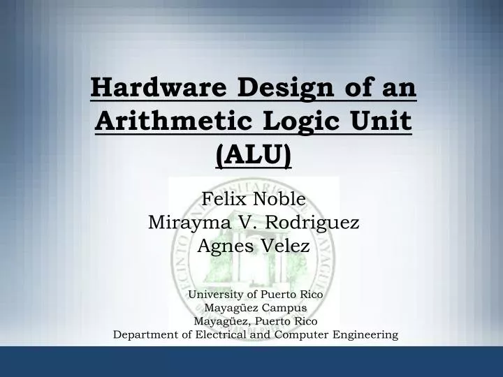 hardware design of an arithmetic logic unit alu