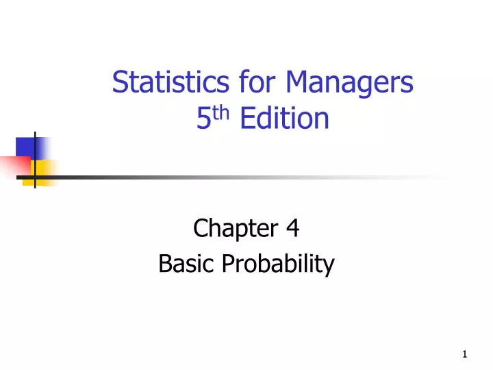statistics for managers 5 th edition