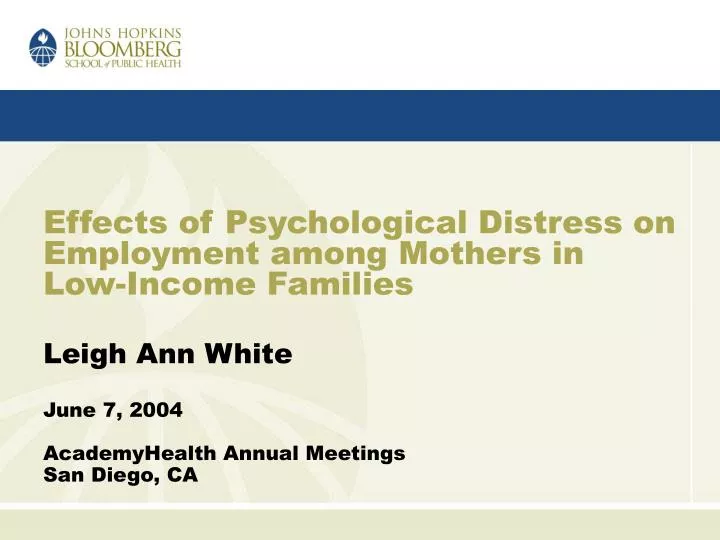 effects of psychological distress on employment among mothers in low income families