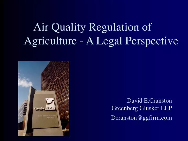 air quality regulation of agriculture a legal perspective