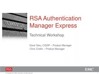 RSA Authentication Manager Express