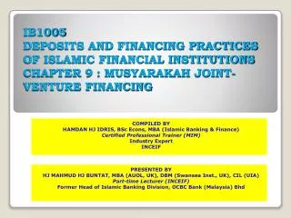 COMPILED BY HAMDAN HJ IDRIS, BSc Econs, MBA (Islamic Banking &amp; Finance)