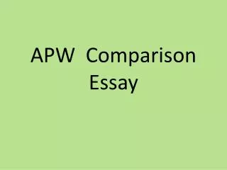 APW Comparison Essay