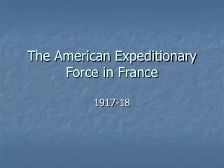 The American Expeditionary Force in France