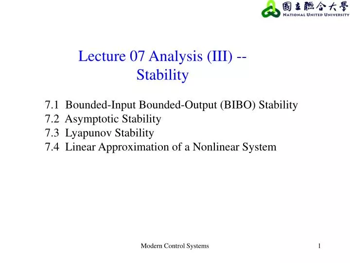 lecture 07 analysis iii stability