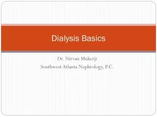 Dialysis Basics