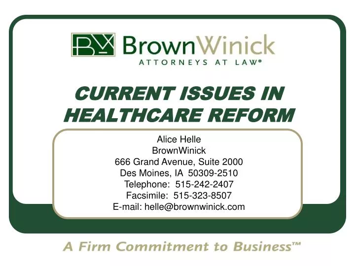 current issues in healthcare reform