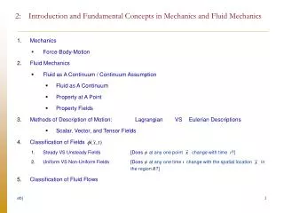 2: Introduction and Fundamental Concepts in Mechanics and Fluid Mechanics