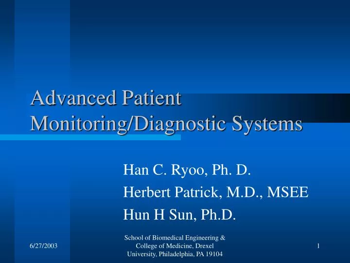 advanced patient monitoring diagnostic systems