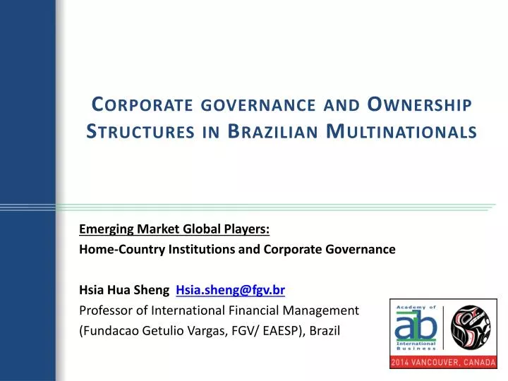 corporate governance and ownership structures in brazilian multinationals