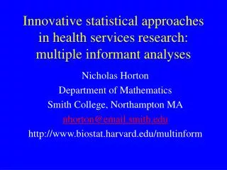 Innovative statistical approaches in health services research: multiple informant analyses