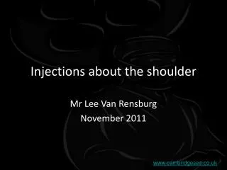 Injections about the shoulder