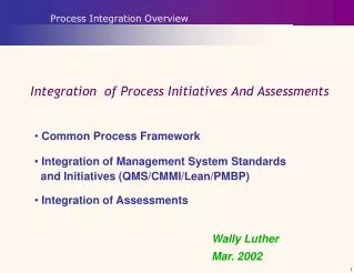 Integration of Process Initiatives And Assessments