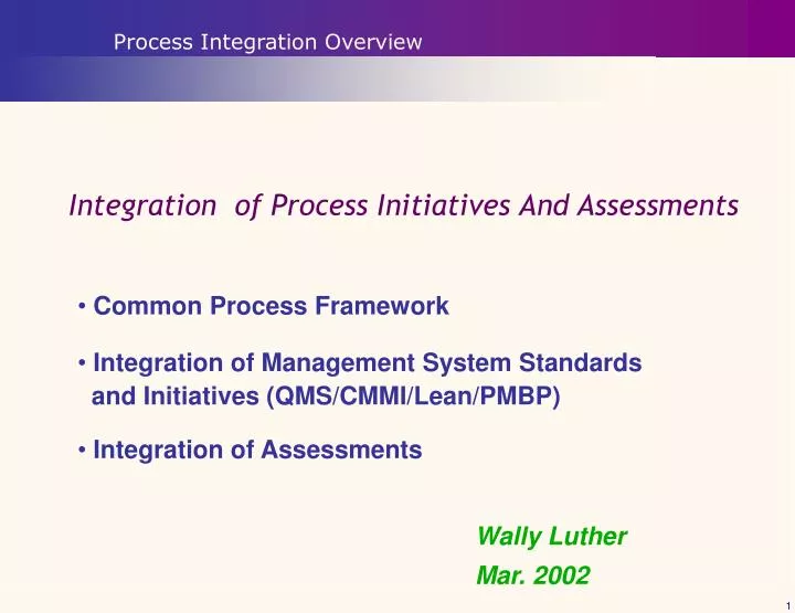 integration of process initiatives and assessments