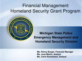 Financial Management Homeland Security Grant Program
