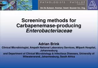 Screening methods for Carbapenemase-producing Enterobacteriaceae