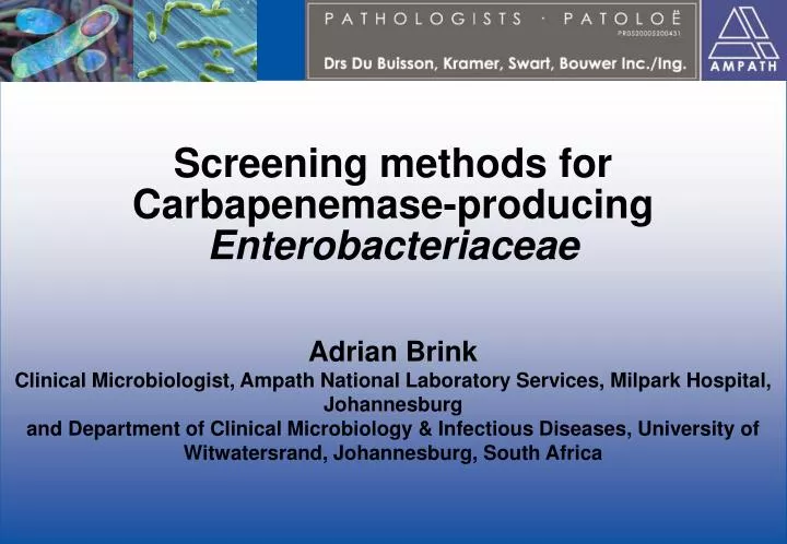 screening methods for carbapenemase producing enterobacteriaceae