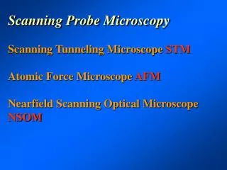 Scanning Probe Microscopy Scanning Tunneling Microscope STM Atomic Force Microscope AFM