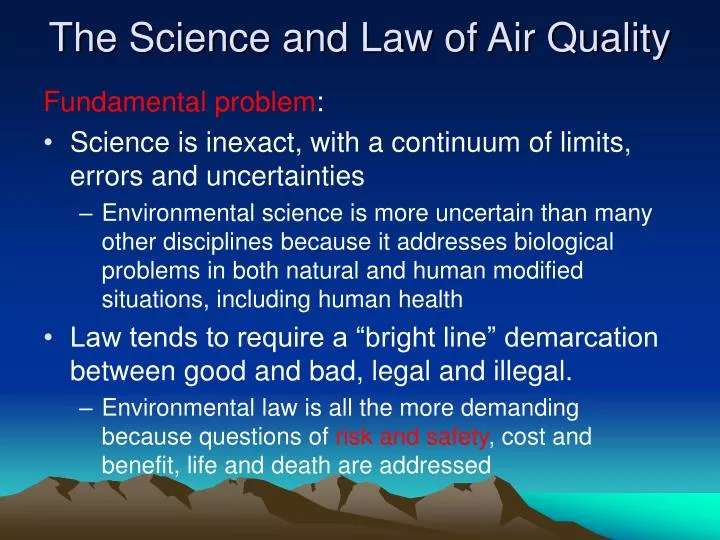 the science and law of air quality